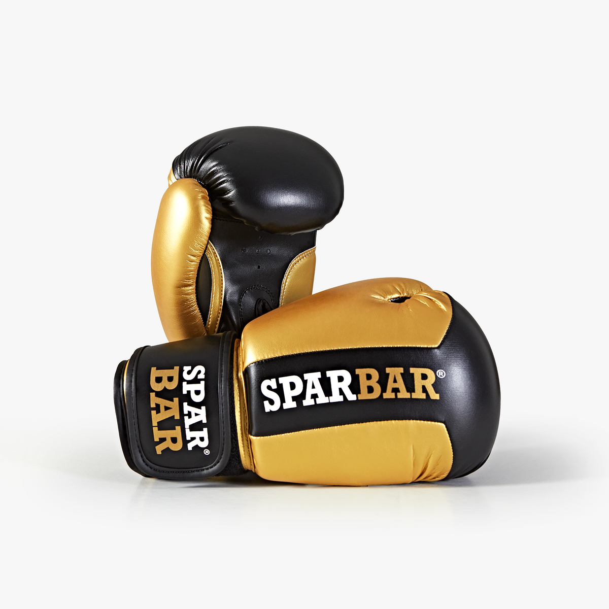 SPARBAR® SB1 PU VELCRO BOXING GLOVES 12oz BLACK & GOLD SPARBAR LTD