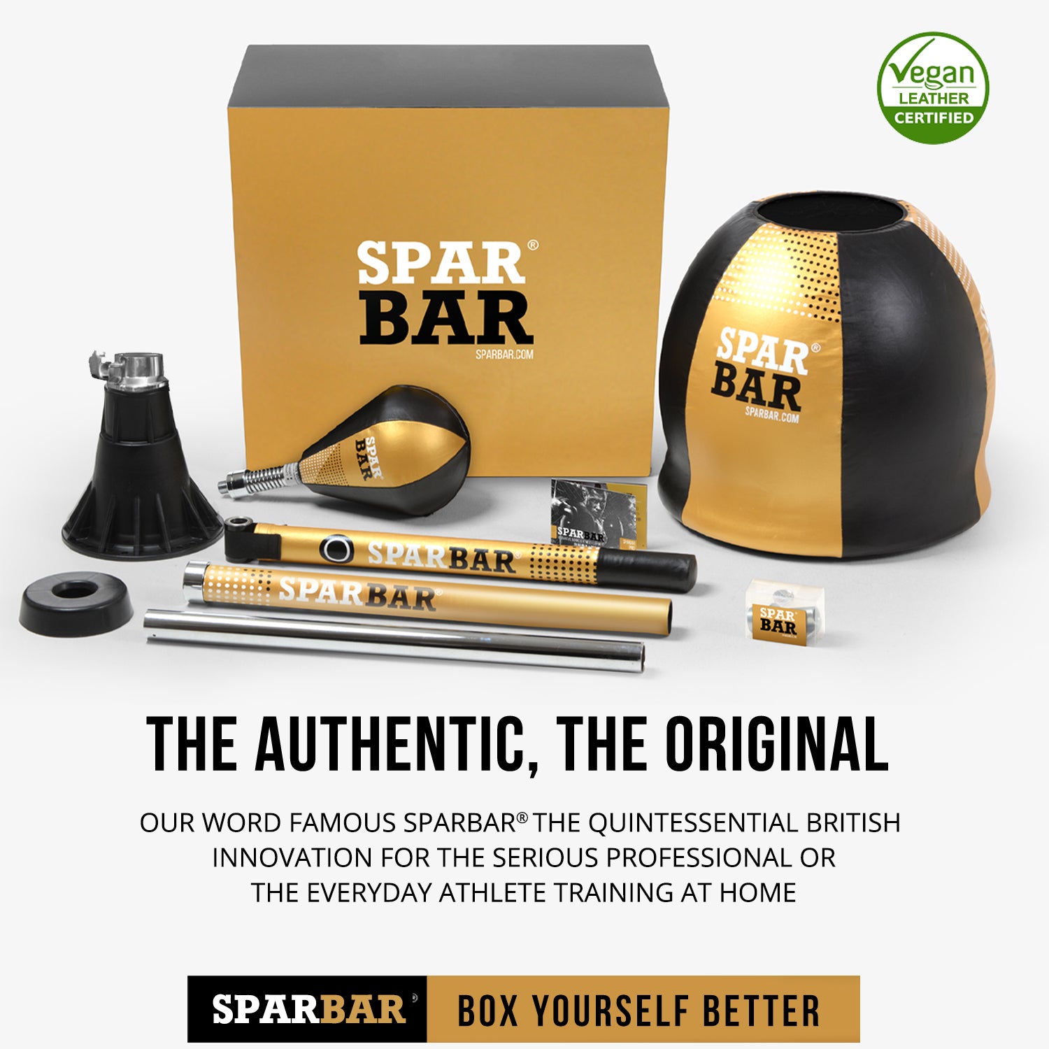 SPARBAR® PRO 6.0 - GOLD & BLACK - Boxing SPAR BAR Reflex Boxing