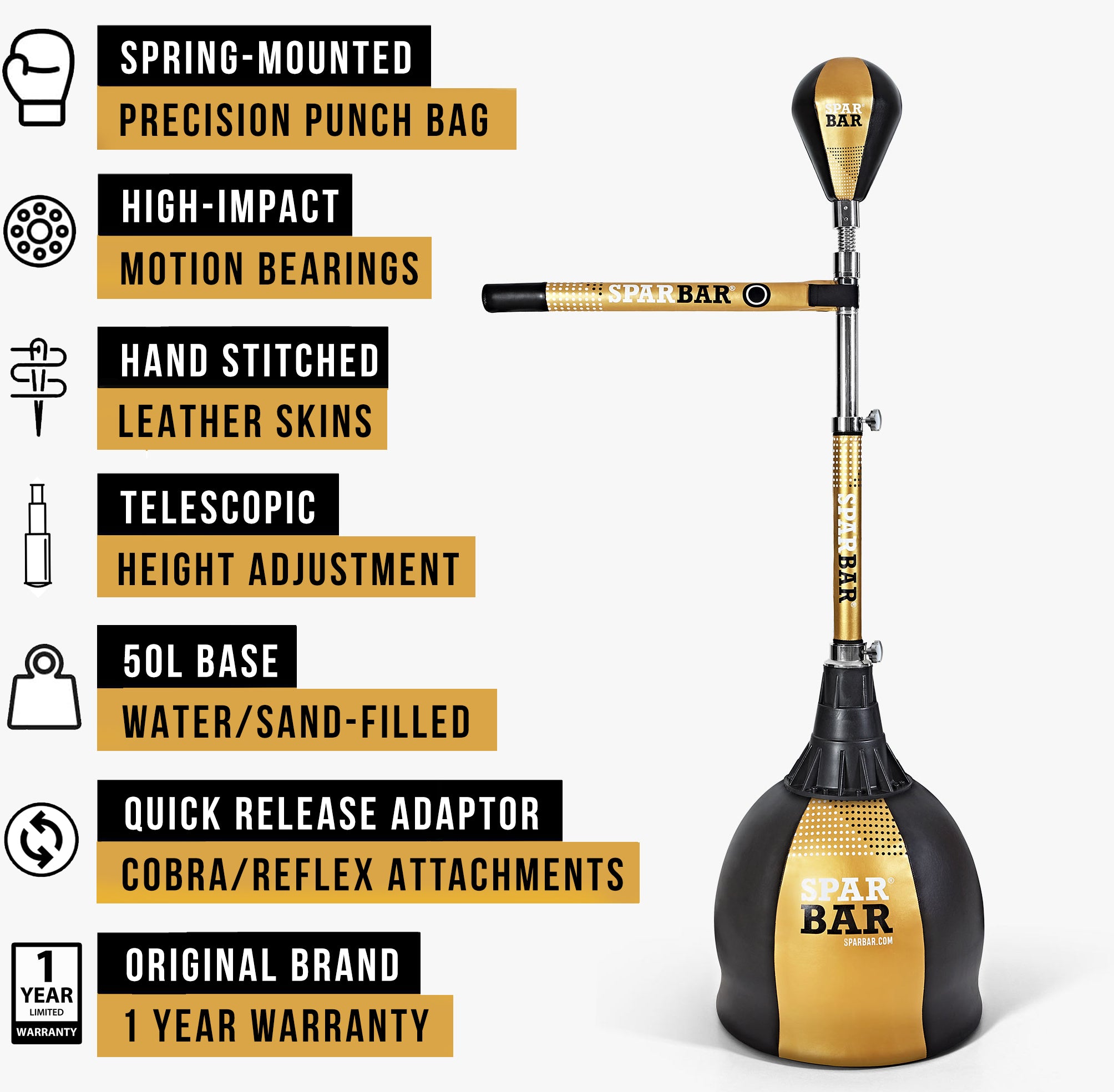 UFC spabar スパーバー Spar Bar Spinning Reflex Bar SPARBAR® PRO GOLD BLACK Boxing SPAR