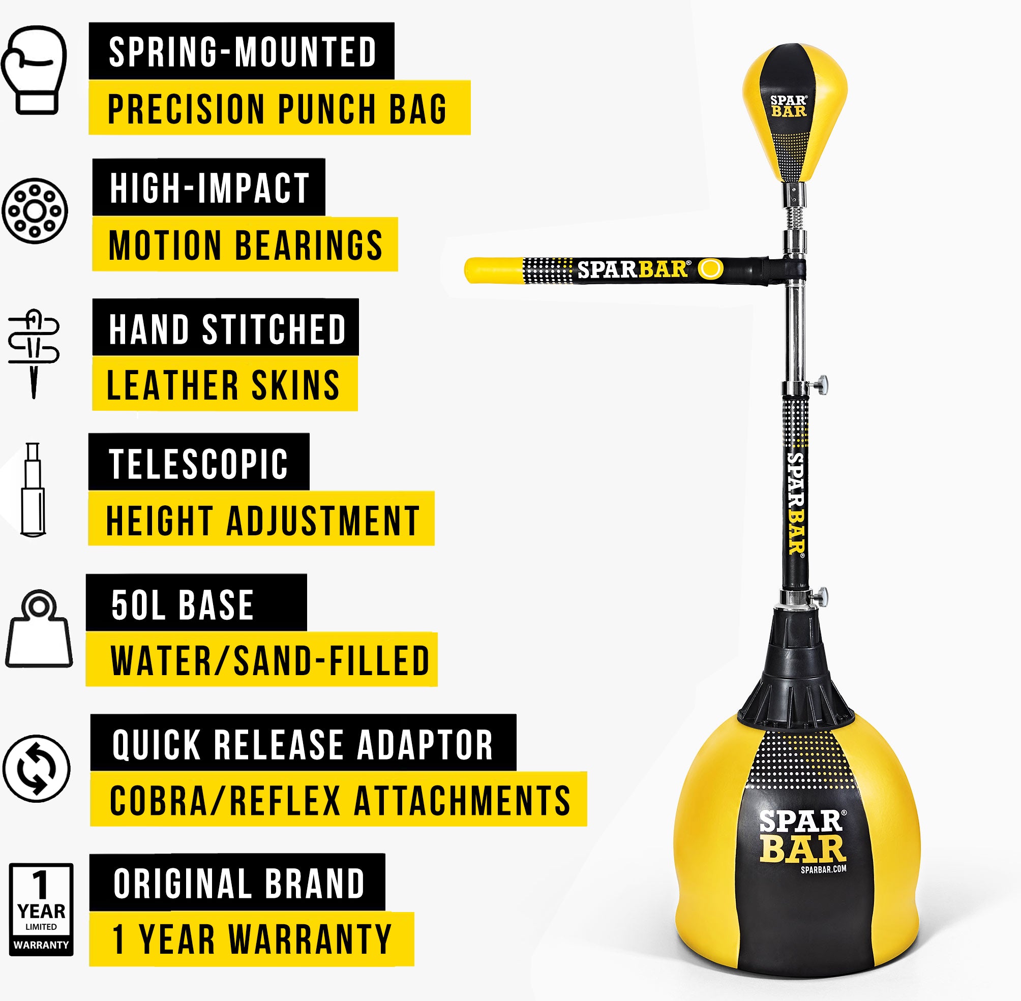 SPARBAR® PRO 6.0 - YELLOW - Boxing SPAR BAR Reflex Boxing Bag