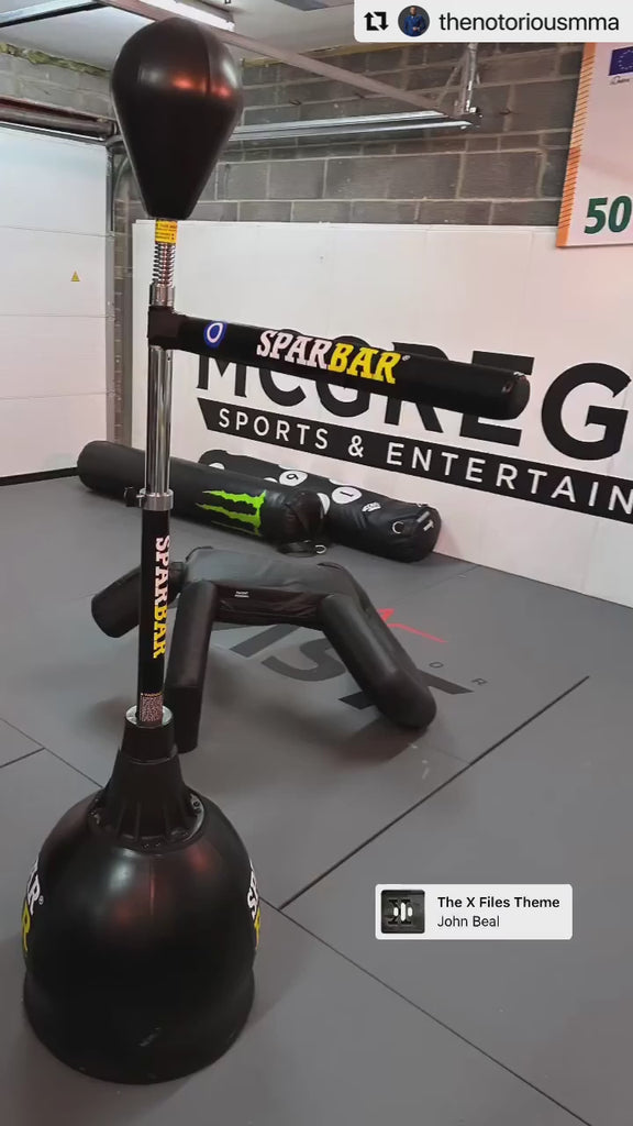 Conor McGregor with the SPARBAR PRO 5X in his home gym for boxing sparring partner